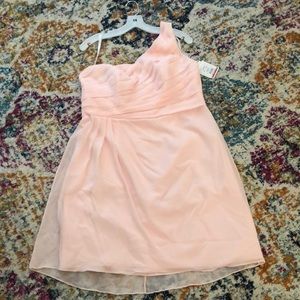 Petal pink David’s bridal one shoulder dress